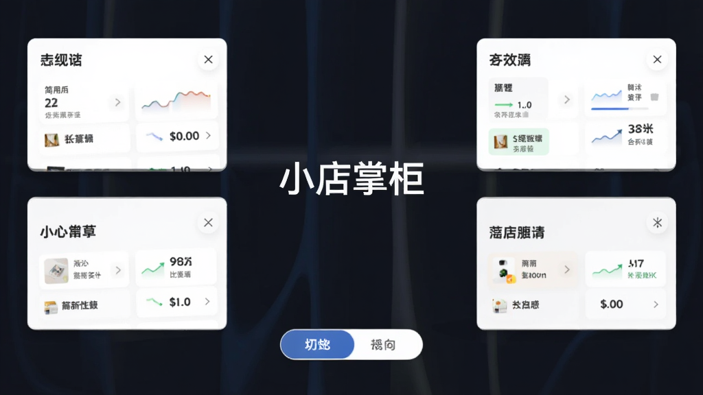 ����̹�������չʾ�������м��ǡ�С���ƹ�Ӧ�����ƣ���Χ������������ͬ���̵Ŀ�Ƭʽ��Ϣ���ڣ�ÿ��������ʾ��ͬ�ĵ������ƺͼ������ݣ��·����л���ť����������࣬���ʸɾ����Ű�����