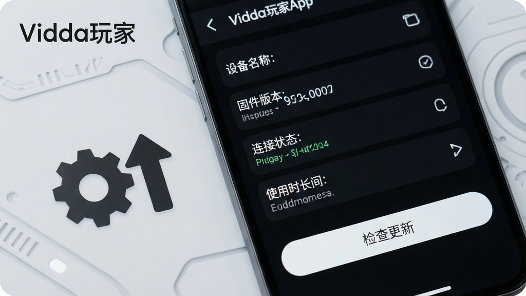 һ��չʾVidda���App�豸���������ͼƬ�������������ֻ���Ļ��д����Ļ��ʾ�豸��Ϣҳ�棬�����豸���ơ��̼��汾�š�����״̬��ʹ��ʱ������Ŀ��ҳ��ײ���һ��