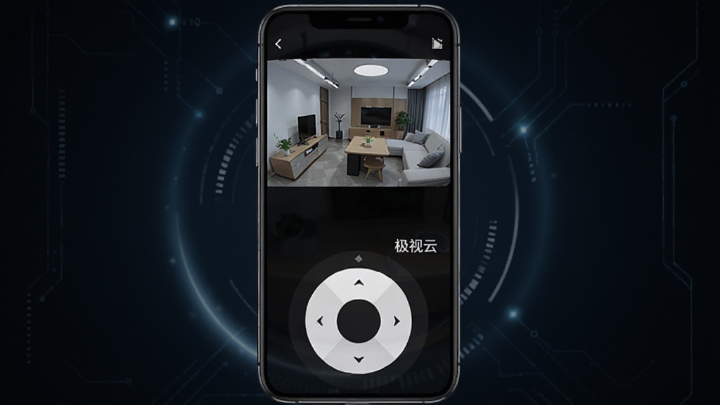 һ��չʾ�������ơ�App��̨���ƹ��ܵĽ���ͼ������������һ���ֻ���Ļ����Ļ����ʾ��һ����ػ��棬�����·���һ��Բ�εķ�������̣��������������Ҽ�ͷ���Ա��С������ơ������ֱ�ʶ����������ɫ�Ƽ�����е����Ĺ���Ч�������岼�����������ʸɾ����޶���Ԫ��