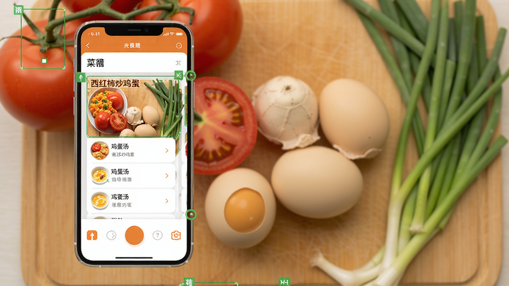 Cocinare��AIʳ��ʶ����չʾ���ֻ���ͷ��׼����ϵ��������������ʹУ���Ļ�����г���ʶ���Ͳ����Ƽ���Ƭ����Ƭ��д�š�����������������������������ѡ�������Ƽ�࣬�԰�ɫ�ͳ�ɫΪ��ɫ��������ִ���ƽ�������������ɾ��޶���Ԫ�ء�