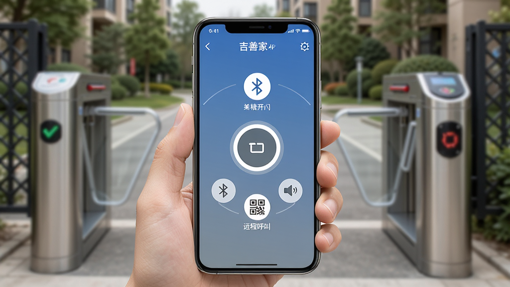 ����������һ���ֻ�����Ļ��ʾ���Ƽ�APP���Ž����Ž��棬�м���һ������Բ�ο��Ű�ť����Χ��������������ά�롢Զ�̺�������Сͼ�꣬������С�����ŵ�ʵ���黯���������ֲ������ĶԳ��Ű棬����Ǳ�ƽ���Ƽ��磬ϸ�ڰ����ֻ��ճ����ơ��Ž�բ�������������������ɾ����޶���Ԫ��