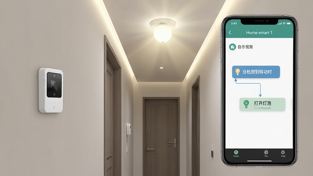 Home smart 1 �Զ�������ʾ��ͼ������չʾһ����ͥ���ȳ�����ǽ����һ�����������컨���ϵ����ܵ��������Ա���һ���ֻ���Ļ��ʾApp�е��Զ����������ý��棬��������