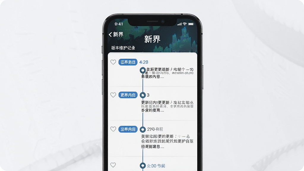 һ��չʾ���½硱App����ά����¼��ʾ��ͼ������Ϊ�ֻ���Ļ�ϵİ汾������־���棬����Ϊ�������еĸ�����Ŀ���Ű����������Ϊ����Ƽ��磬ϸ�ڰ����汾�ű�ǩ��������������������ʱ�������У����ʸɾ��������޶���Ԫ��