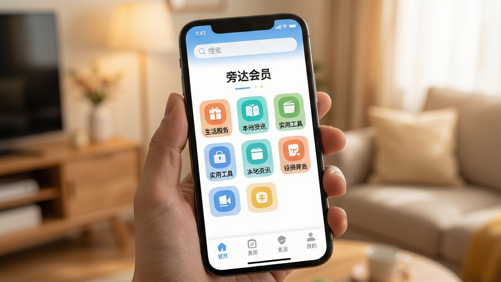 һ���ֻ���Ļ��д����Ļ������ʾ���Դ��Ա��App����ҳ���棬������Ƽ�����죬�������������м��ǹ���ͼ�����񣬰���������񡢱�����Ѷ��ʵ�ù��ߵ���ڣ��ײ��ǵ���������������ܰ�ľӼһ�����һֻ���������ֻ���������͡�����ִ���ƽ����ϸ��Բ�󣬻��ʸɾ��������޶���Ԫ�ء�