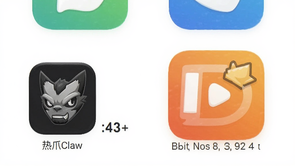 一张手机存储空间示意图,画面中“热爪Claw”应用图标旁边显示占用空间很小的数字,旁边有其他大型应用占用空间的对比,风格简洁,画质干净