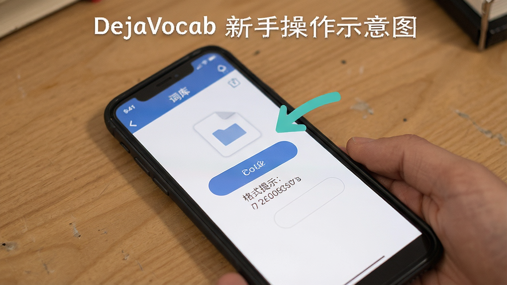 DejaVocab ���ֲ���ʾ��ͼ���ֻ���Ļ��ʾ�ʿ⵼����棬���ļ�ѡ��ť�͸�ʽ��ʾ���֣��Ա��м�ͷ��ע�������裬�����̷̳磬���ʸɾ��޶���Ԫ��