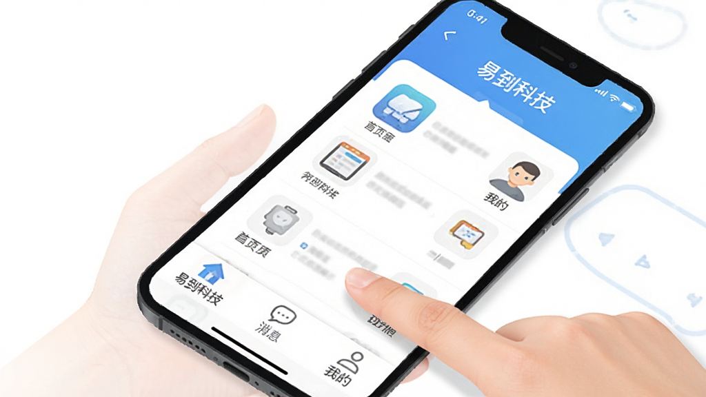 һ��չʾ�ֻ�App�������̵�ʾ��ͼ����������һֻ�����ڵ�����׵��Ƽ���App�ĵײ�����������Ļ����ʾ��ҳ����Ϣ���ҵ�����ѡ��������࣬ͼ���������С��׵��Ƽ������֣�����Ѻ����ã����ʸɾ�