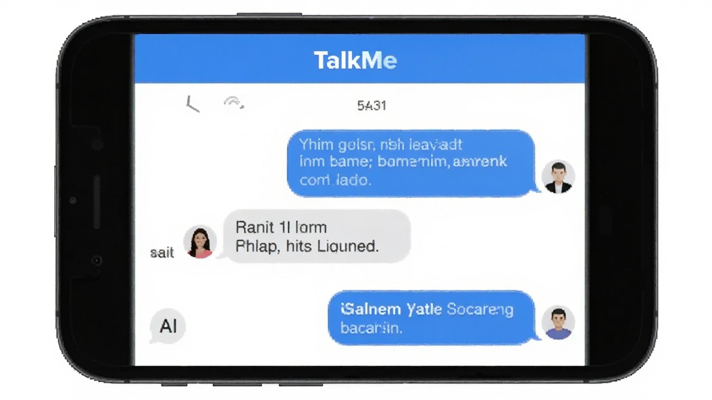 һ���ֻ���ĻչʾTalkMeӦ���������ͼƬ������������TalkMe��AI�Ի����棬���촰����ʾ�û���AI���ڽ���Ӣ��Ի��������Ǽ�������ɫ�������涥����