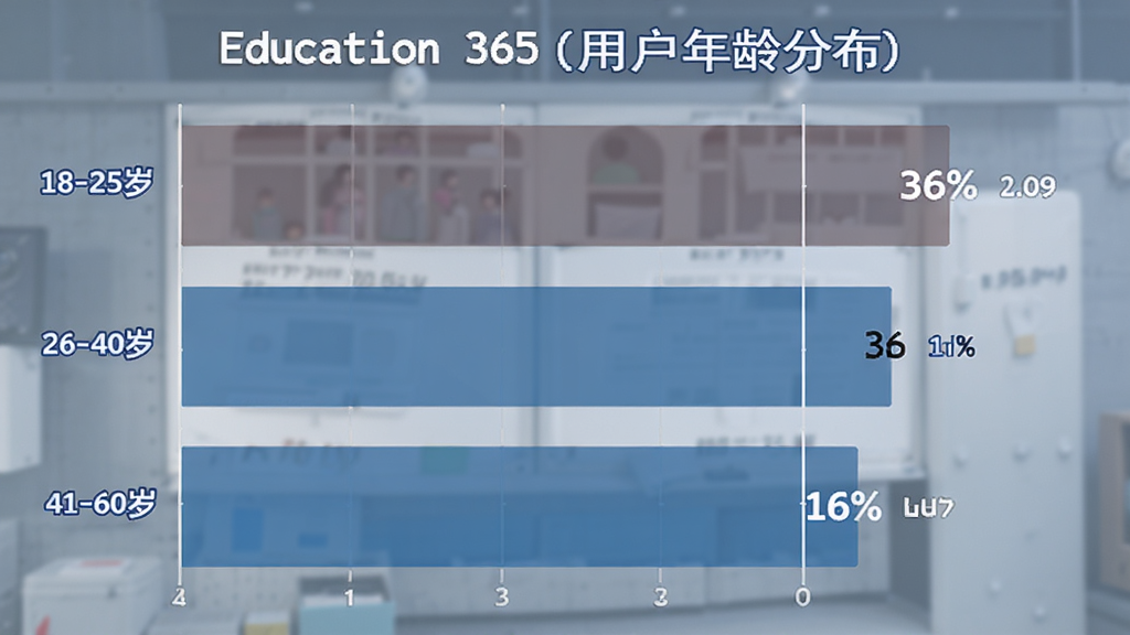 ������Education 365�û�����ֲ���״ͼ������Ϊ������״ͼ���Ű����Ϊ����α�ǩ�Ҳ�Ϊ�ٷֱ���ֵ�����Ϊ���ݿ��ӻ����磬ϸ�ڰ���18-25�ꡢ26-40�ꡢ41-60����������ε����κͰٷֱ����֣����ʸ���ɾ����޶���Ԫ��