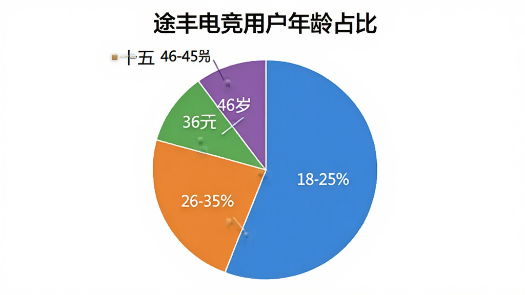 ;��羺�û�����ֲ���״ͼ��ͼ������Ϊ;��羺�û�����ռ�ȣ���ͼ��Ϊ�ĸ�������18-25��ռ�ٷ�֮��ʮ�壬26-35��ռ�ٷ�֮��ʮ��36-45��ռ�ٷ�֮ʮ�壬46-60��ռ�ٷ�֮ʮ����ɫ������������������ɫ��ͼ��������ִ���������ɫ�����������ɾ����޶���Ԫ��
