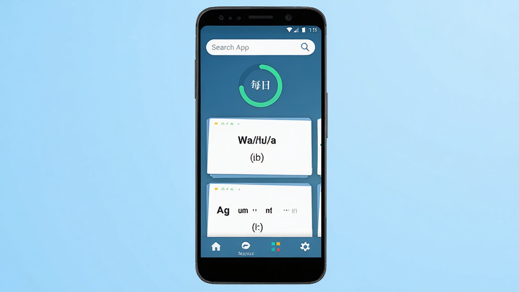 ���ʴ̿� Ӧ��������չʾ������������һ����׿�ֻ����ֻ���Ļ����ʾ�ŵ��ʴ̿�APP����ҳ���������������ÿ�ս��Ȼ����м��ǵ��ʿ�Ƭ������ʾӢ�ĵ��ʺ����꣬�ײ����ĸ�������ť��������ǳ��ɫ���䣬������ִ������ʸɾ��������޶���Ԫ��