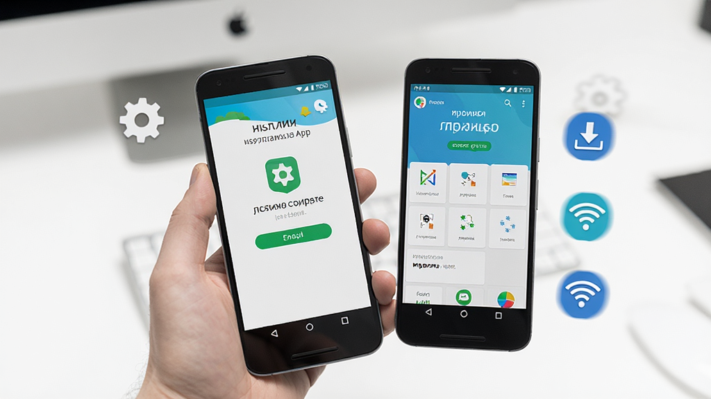 һ��չʾ���﷭��App�ڰ�׿�ֻ��ϰ�װ��ʹ�õĳ���ͼ��������һֻ�������ֻ�����Ļ����ʾ���﷭��App�İ�װ��ɽ���������棬�ֻ��Ա������ó��֡����ؼ�ͷ��WiFi�źŵ�Сͼ�꣬�����Ǽ������滷�������дʵ���������ʸɾ�