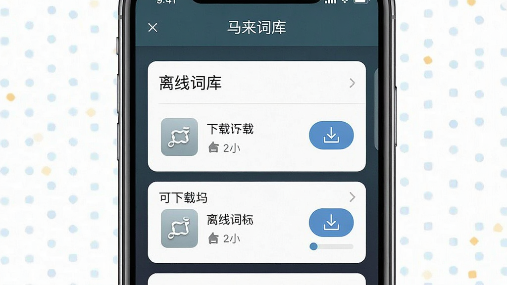 һ��չʾ�������App����ѧϰģʽ���ý�����ֻ���ͼ���������ֻ���Ļ����������Ļ�����С����ߴʿ⡱�����б�����ʾ�����غͿ����صĴʻ�����Ա������ذ�ť�ʹ�С��ʶ���Ű�����������Ǽ�Լ�Ŀ�Ƭʽ��ƣ�ϸ���Ͻ�������ͼ�궼�ܾ��£����ʸɾ����޶���Ԫ�ء�