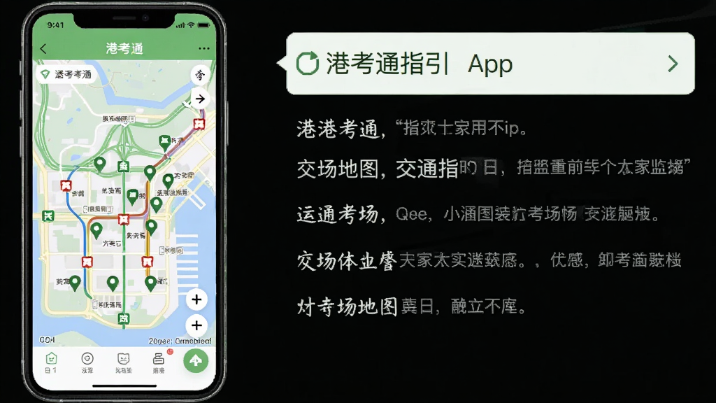 һ���ֻ�Ӧ�ý����ͼ���ͼ������չʾ���ۿ�ͨ��App�Ŀ�����ͼ���ܣ���ͼ�ϱ�ע�˶������λ�ú͵�����·���Ա��н�ָͨ�����֣�����ɫ��Ϊǳ��ɫ�Ͱ�ɫ��������¼�࣬���ʸɾ��޶���Ԫ��