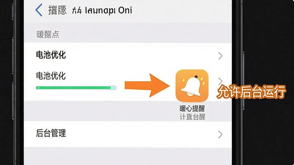 ů������App��̨���ò���ָ��ͼ������չʾ�ֻ����ý����С�����Ż����͡���̨������ѡ��Ա��м�ͷָ��ů�����ѡ�Ӧ��ͼ�꣬����ע��������̨���С����֡����Ϊ�̳�ʾ��ͼ��ɫ�����������ʸɾ��޶���Ԫ�ء�