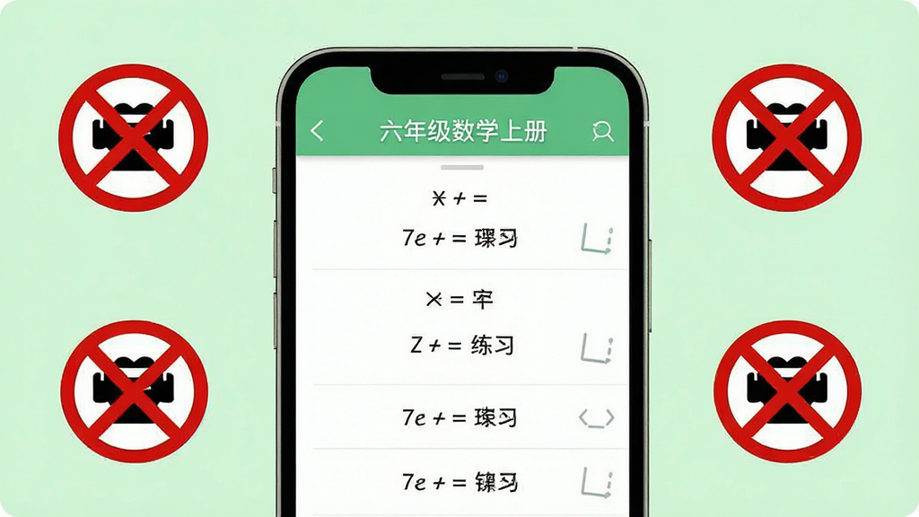 һ��չʾ���꼶��ѧ�ϲ�app��ˬ����Ĳ�ͼ���������ֻ���Ļ��ʾ�ż�����ѧ��ϰҳ�棬û�й�����͵�������Ļ��Χ�н�ֹ����ͼ��Ԫ�ص�׺�������ǵ���ɫ������Լ���£����ָɾ����䣬�����������޶���Ԫ��
