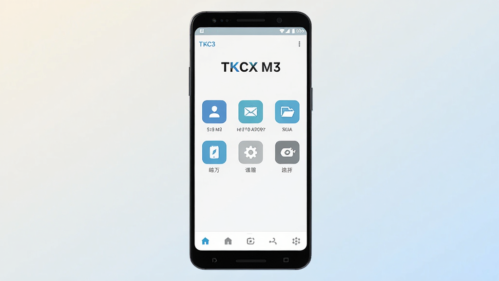 һ��չʾTKCX M3�ֻ�Ӧ���������ͼƬ������������һ��������׿�ֻ����ֻ���Ļ����ʾ��TKCX M3�ļ����ҳ�棬ҳ�涥����TKCX M3�����ֱ�ʶ���м������ż�������ͼ�꣬�ײ��ǵ����������岼�ָɾ���ˬ��������ǳɫ���䣬����ִ���ƽ��ϸ�����������ʸɾ����޶���Ԫ��