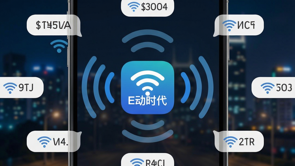 �ֻ���Ļչʾ���WiFi���ӽ��棬���������ǡ�E��ʱ����Ӧ��ͼ�꣬ͼ����Χ�������źŲ��ƺͶ��WiFi���Ʊ�ǩ�������ǳ���ҹ����ƹ⣬�����������Ű���У�����ִ���ƽ��ϸ��Բ�󣬻��ʸɾ����޶���Ԫ��