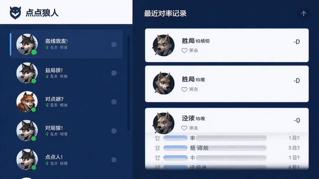 ��������ˡ������б���ս��ҳ�棬����Ǻ���ͷ�������״̬���Ҳ�������Ծּ�¼��ʤ��ͳ�ƣ�������ɫ�������Ͱ�ɫΪ���������ˬ�����ʸɾ����޶���Ԫ��