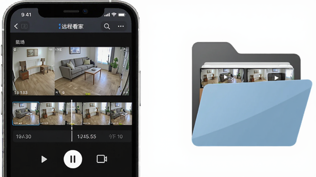 һ��չʾ�ֻ�Զ�̼��ʵʱ����App¼��طŽ����ͼƬ��������һ���ֻ���ʾ�ż��¼���ʱ���ᣬʱ�������ж��¼��Ƭ������ͼ���·��в��š���ͣ�ͽ�ͼ��ť���ֻ��Ա���һ���ļ���ͼ�꣬������ʾ�ű������Ƶ�ļ�����������ˣ�����������ϸ�ڸɾ����޶���Ԫ�ء�
