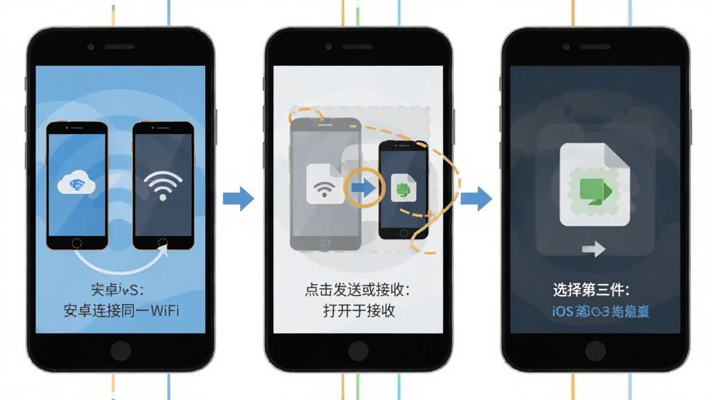��׿IOS�豸���������ֲ�������ͼ�������Ϊ��������һ����̨�ֻ�����ͬһWiFi���ڶ���������������ͻ���գ�������ѡ���ļ���ʼ���䣬ÿһ������ͼ�������˵��������ƽ����Ϣͼ�����ʸɾ�