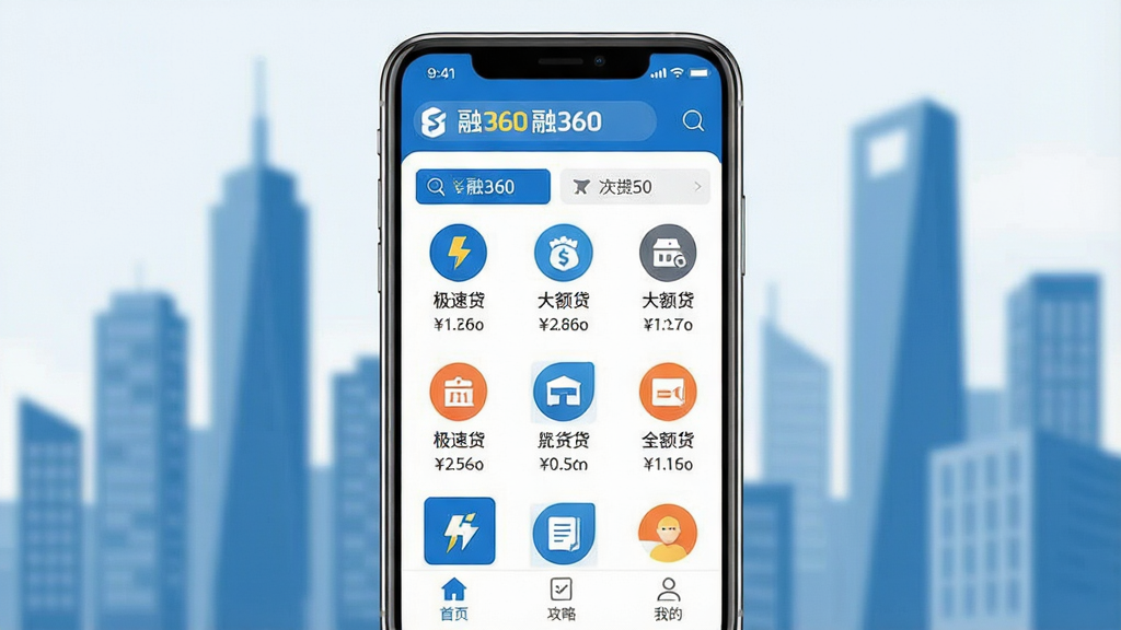 һ��չʾ��360�ֻ�Ӧ���������ͼƬ��������Ƽ�����죬��Ʒ����ɫ�Ͱ�ɫΪ��ɫ��������������һ�������ֻ���Ļ����Ļ����ʾ��360 APP����ҳ��������������͡���360���������м�����չʾ�Ÿ��ִ����Ʒ��ͼ��Ͷ�ȷ�Χ���硰���ٴ��������������ȷ����ǩ����Ļ�·��С���ҳ���������ԡ������ҵġ�����������ť���������黯���ִ�����¥���Ӱ�����ɾ������񡢱�ƽ���������������޶���װ��Ԫ�ء�