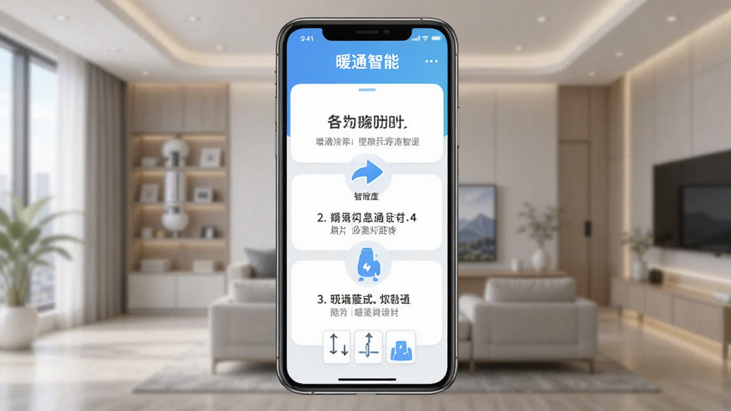 һ��AI���ɵ�ͼƬ��������ůͨ����app�������������棬��Ļ����ʾ�ֲ�������ʾ������Ϊ�ֻ�����չʾ����������Ѻã�ϸ�ڰ�����ͷָʾ������˵�������ʸɾ��������޶���Ԫ�أ������б�ע��ůͨ���ܡ���