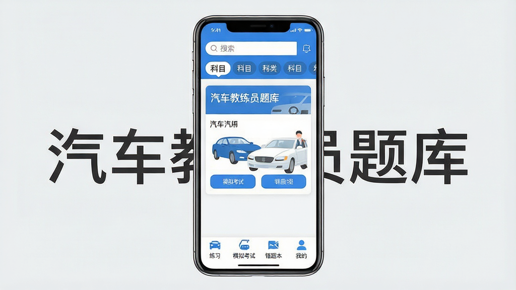 ��������Ա���App������ȫòչʾ������������һ�������ֻ�����Ļ��ʾ��ɫ�Ͱ�ɫΪ��ɫ�������ˢ����棬�������������Ϳ�Ŀ�����ǩ���м�����Ŀ��Ƭ��ѡ�ť���ײ�����ϰ��ģ�⿼�ԡ����Ȿ���ҵ��ĸ�ͼ�꣬�����Ǹɾ���ǳ��ɫ������ִ���ƽ��������������ע����������Ա��⡱�����ʸɾ��޶���Ԫ��