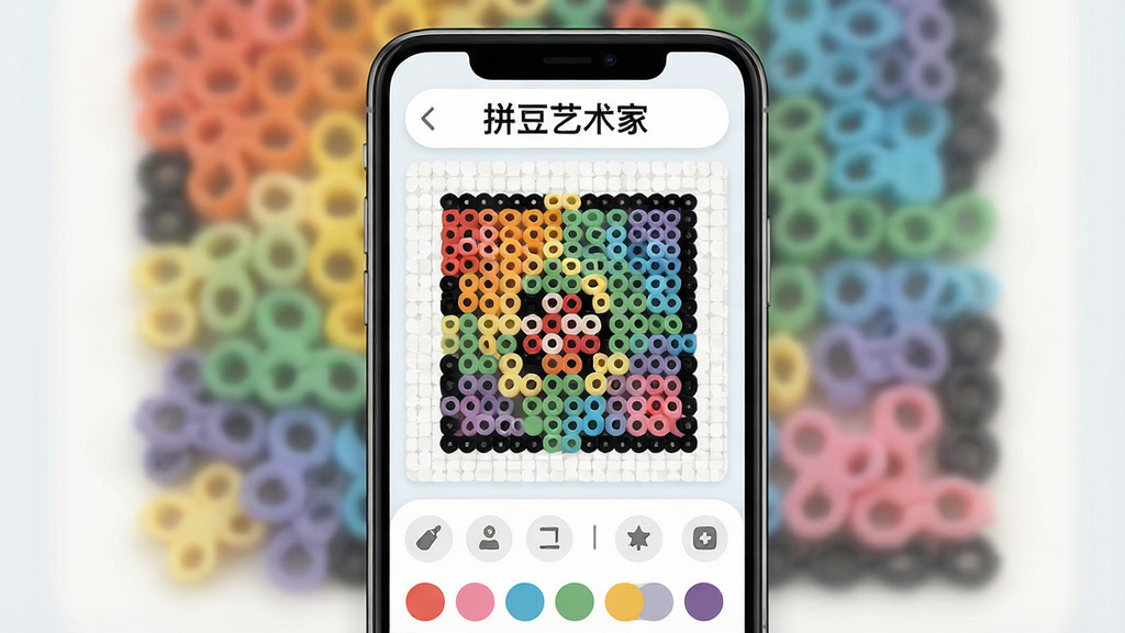 һ��չʾƴ��������App���Ľ����ͼƬ�������������ֻ���Ļ����Ļ����ʾƴ��������App�������棬�Ϸ��С�ƴ�������ҡ����ֱ�ʶ���м������ػ����Ͳ�ɫƴ���������е�ͼ�����·��ǹ�������ɫ��ѡ���������岼��������������¼�Լ��ϸ��Բ�󣬻��ʸɾ����޶���Ԫ��