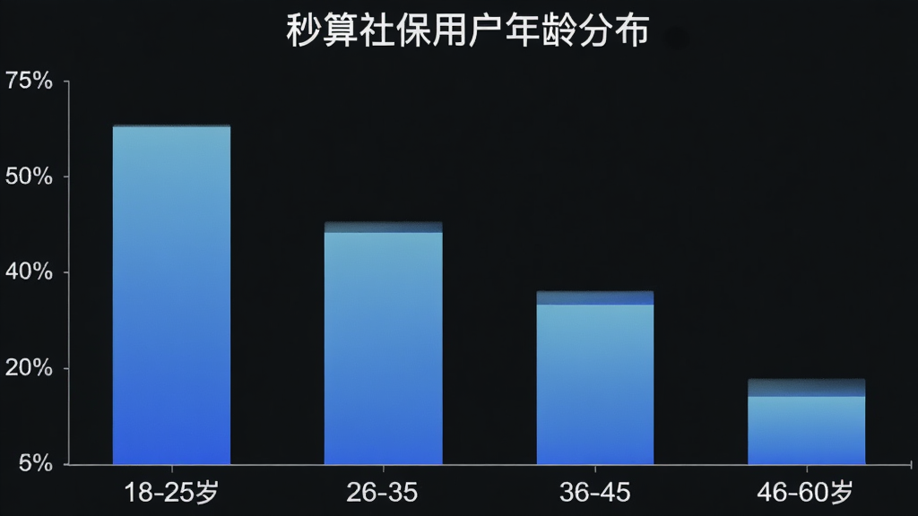 ��״ͼչʾ�������籣���û�����ֲ�������Ϊ18-25�ꡢ26-35�ꡢ36-45�ꡢ46-60���ĸ�����Σ�����Ϊ�û�ռ�Ȱٷֱȣ�������ɫΪ��ɫ���䣬ͼ������Ϊ�������籣�û�����ֲ�����������ִ������ʸɾ��޶���Ԫ��
