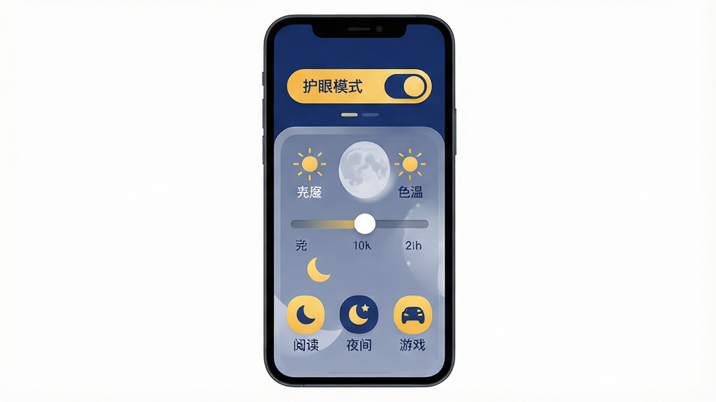 һ��չʾ������App���Ľ�����ֻ�����ͼ��������һ�����������ֻ�����Ļ����ʾ������App����ҳ�������л���ģʽ���ذ�ť���м���������ɫ�µ��ڻ��ˣ��ײ����Ķ���ҹ�䡢��Ϸ����ģʽͼ�ꡣ���ּ����У��Ű�ɾ������Ϊ�ִ���ƽ����ƣ���������ů��Ϊ��ɫ����ϸ����ͼ��Բ�����ֱ�ǩ���������ʸ��壬�������ף��޶���Ԫ�ء�