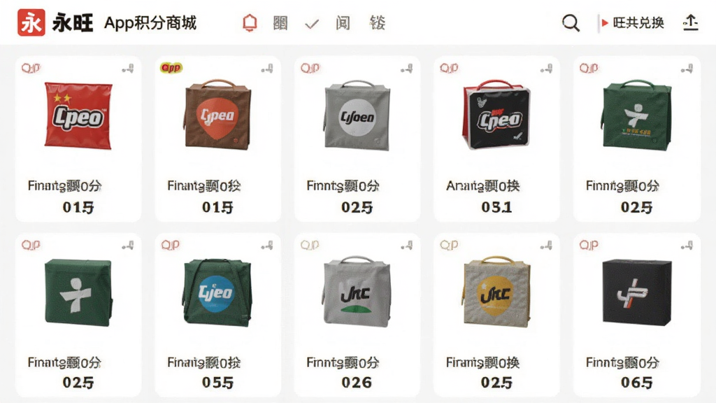 永旺App积分商城页面,展示积分可兑换的商品列表,每个商品下方标注所需积分,界面清爽,风格统一,画质清晰