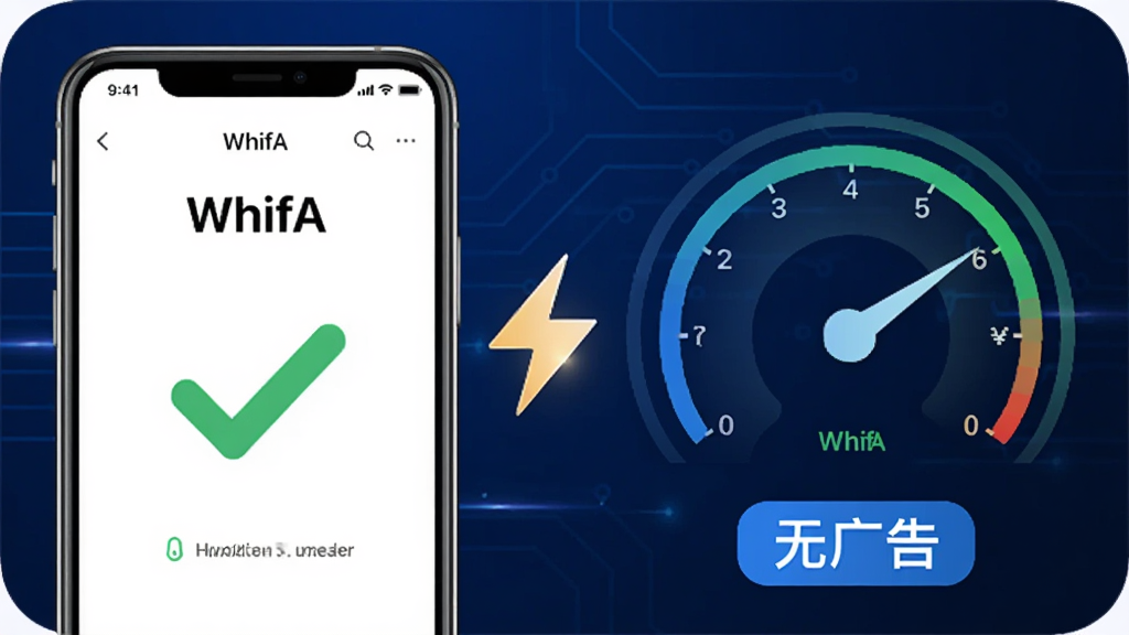 WhifA����չʾͼ������������ֻ���Ļ��ʾWhifA���ӳɹ�����ɫ�Թ����棬�Ҳ��������ٶ��Ǳ��̴�������Ķ�̬ʾ�⣬�м�������������ӣ��ײ��С��޹�桱���ֱ�ǩ������Ϊ�Ƽ�������ɫ����������죬���ʸɾ�����