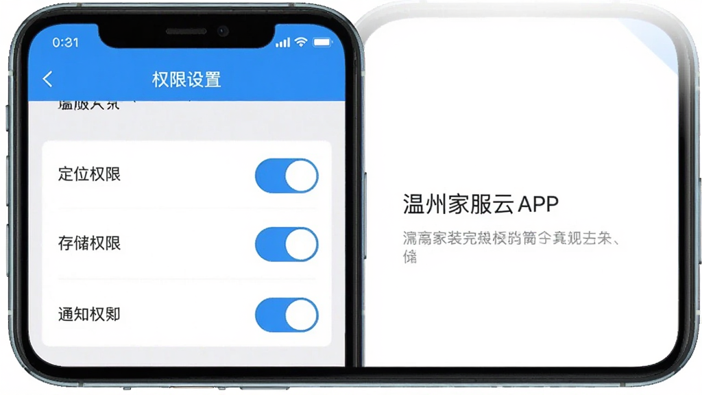 һ��չʾ���ݼҷ���APP���ֻ��˰�װ���ý����ͼƬ���������ֻ���Ļ����Ļ��ʾ��Ȩ�����á�ҳ�棬������λȨ�ޡ��洢Ȩ�ޡ�֪ͨȨ�޵Ŀ��ذ�ť���Ա�������˵������������������࣬��ɫ��������״̬�����ʸɾ��޶���Ԫ��