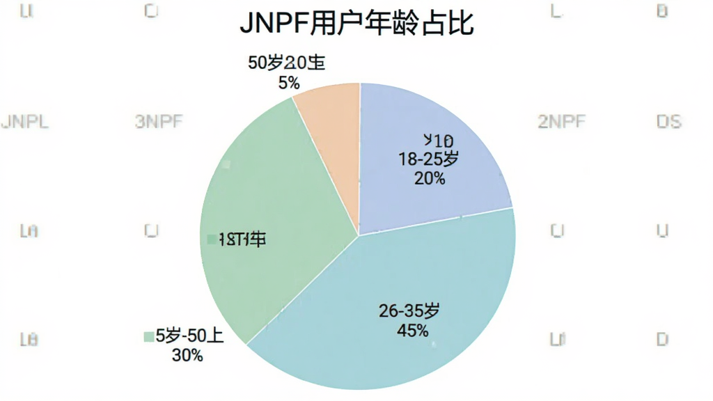 JNPF�û�����ֲ���״ͼ��ͼ������ΪJNPF�û�����ռ�ȣ���ͼ��Ϊ�Ŀ飬18-25��ռ20%��26-35��ռ45%��36-50��ռ30%��50������ռ5%����ɫ��ͣ����ݱ�ǩ��������������񣬻��ʸɾ��޶���Ԫ��