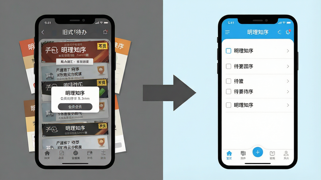 һ�š�����֪��App���ܶԱ�ʾ��ͼ��������������ҵľ�ʽ�����嵥���棬����������ͻ�Ա�������Ҳ��ǡ�����֪�򡱵���ˬ���棬ֻ�м򵥵Ĵ����б��͵ײ��������м��ü�ͷ���ӣ�������Ϊ��ƽ�廭�磬ɫ�ʶԱ����������Ұ��Ҳ����������幹ͼ������������ʸɾ����޶���װ��
