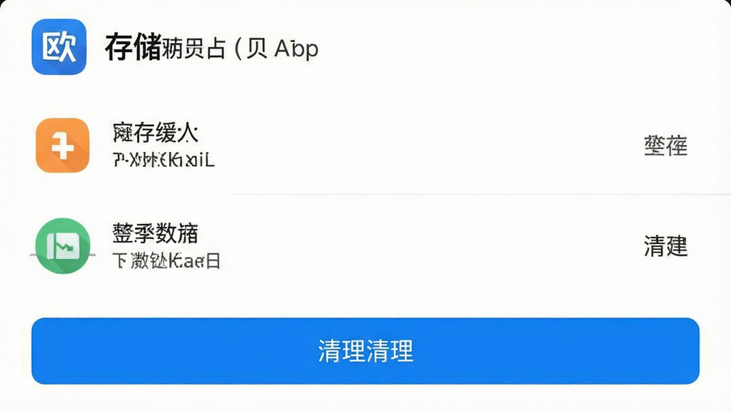 һ���ֻ��洢���������ͼ���ͼ����������ʾŷ��App�Ĵ洢ռ����ϸ�����������С�����ݴ�С��������ť�������ɾ�������ִ���ƽ�����������޶���Ԫ��