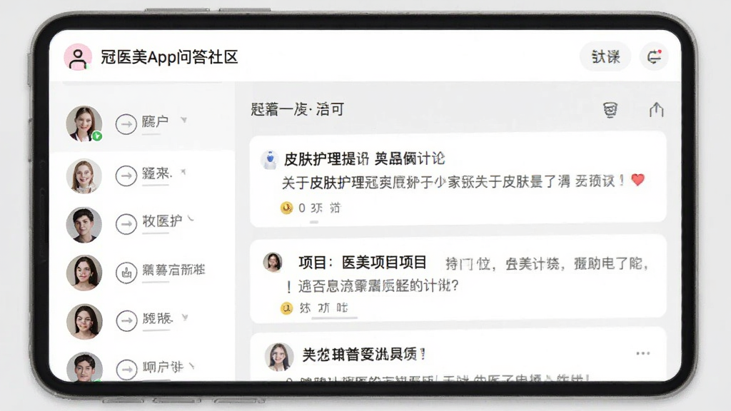 ��ҽ��App�ʴ��������棬�û�ͷ���б����������ݣ���������Ƥ��������ҽ����Ŀ�����ۣ������԰�ɫ��ǳ��ɫΪ������������������罻�������ʸɾ�