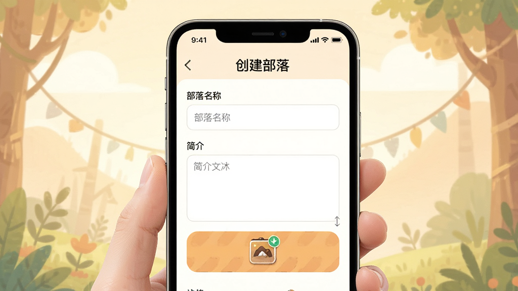 һ��չʾ�û������Ų����д�����Ȥ�������̵�AI��ͼ������������һ���ֻ����棬��������ʾ���������䡱�ı���������������������򡢼���ı�����ϴ�����İ�ť�������ǵ�����ůɫ������������죬�Ű����������ʸɾ����޶���Ԫ��