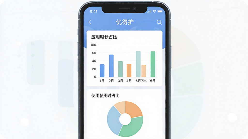 һ��չʾ����ͳ�Ʊ��湦�ܵĲ廭������������һ���ֻ���Ļ��ʾ���ŵû���Ӧ�õ�ʹ�ñ���ҳ�棬ҳ��������״ͼ�ͱ�״ͼչʾӦ��ʹ��ʱ��ռ�ȣ�ͼ����ɫ�ḻ����ͣ����ּ�࣬������ݿ��ӻ���ƽ����ɫ��������Ϊ�����Գ��̣�ϸ�����������ʸɾ��޶���Ԫ��
