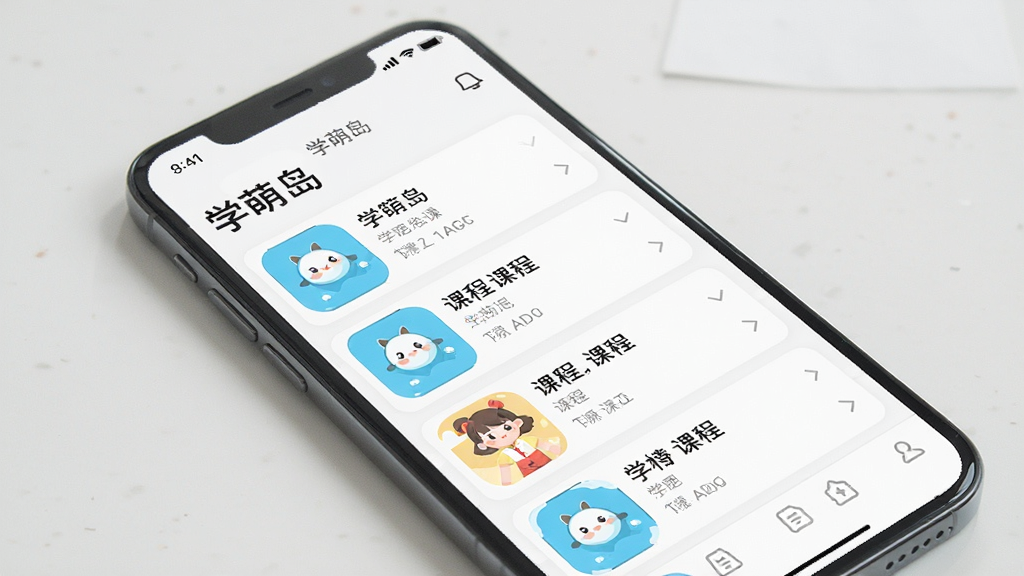 һ��չʾ��ѧ�ȵ���App�ڲ���ˬ�����ͼƬ�������������ֻ���Ļ����Ļ����ʾ��ѧ�ȵ����Ŀγ��б����б����������룬û�й�����������Ǵ���ɫ�����ּ�࣬����ִ���ƽ��ϸ�����������ʸɾ��޶���Ԫ�ء�