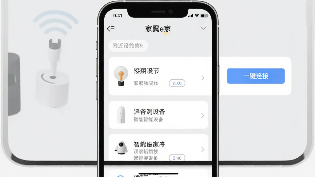 һ��չʾ������e�ҡ�App�����豸������ֻ���ͼ���������ֻ���Ļ��ʾ���������������豸���б������С�һ�����ӡ���ť������Ϊǳ��ɫ������ƽ����ͼ�����������ʸɾ����޶���Ԫ��