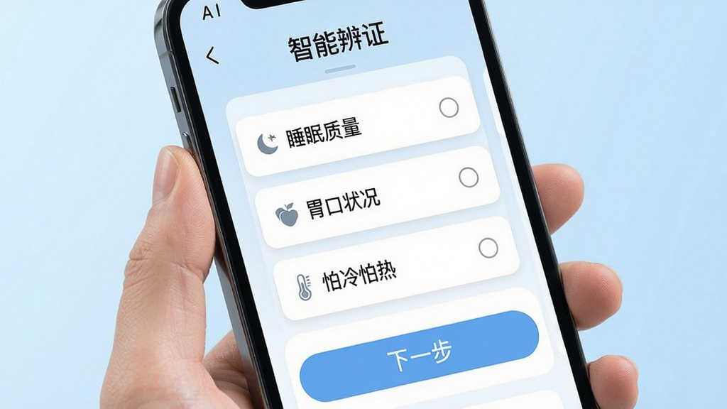 ��ȵ����AI ����������棬����չʾ�ֻ���Ļ��д����Ļ�����ʴ�ʽ����ҳ�棬�Ϸ��С����ܱ�֤�����⣬�м���ѡ���⿨Ƭ��ѡ�������˯����������θ��״�������������ȡ��ȣ��·��С���һ������ť������Ϊ��͵�ǳ��ɫ���䣬���ɾ���ˬ������ϸ��������Ԫ��