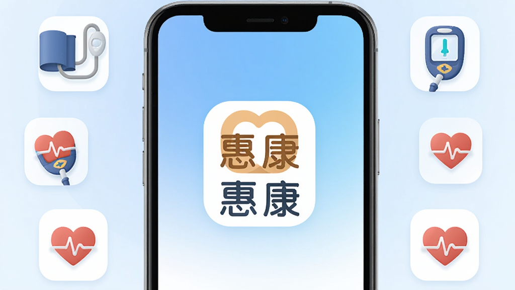 ������һ�����������ֻ���Ļ����Ļ������ʾ���ݿ���App��Logo�����ƣ���������͵����׽��䣬��Χ������Ѫѹ�ơ�Ѫ���ǡ�����ͼ��Ƚ���Ԫ�أ����־��жԳƣ��Ű���ˬ������ִ���ƽ����ϸ��Բ�󣬻��ʸɾ��޶���Ԫ�أ����壬�����ֶ���