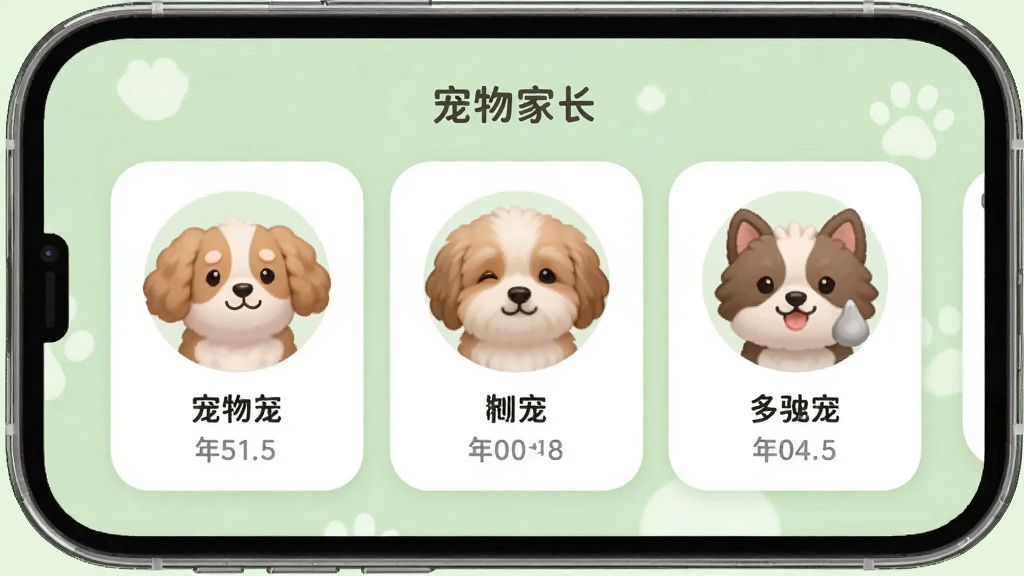 һ���ֻ���Ļչʾ����ҳ�App�Ķ��������棬����������ֻ��ͬƷ�ֵĳ���ͷ��Ƭ�������У�ÿ�ſ�Ƭ�·���ʾ���ֺ����䣬��������͵�ǳ��ɫ�����ּ�࣬���ɰ���ܰ��ϸ��Բ�󣬻��ʸɾ��޶���Ԫ�أ�ͼƬ�д��С�����ҳ�������