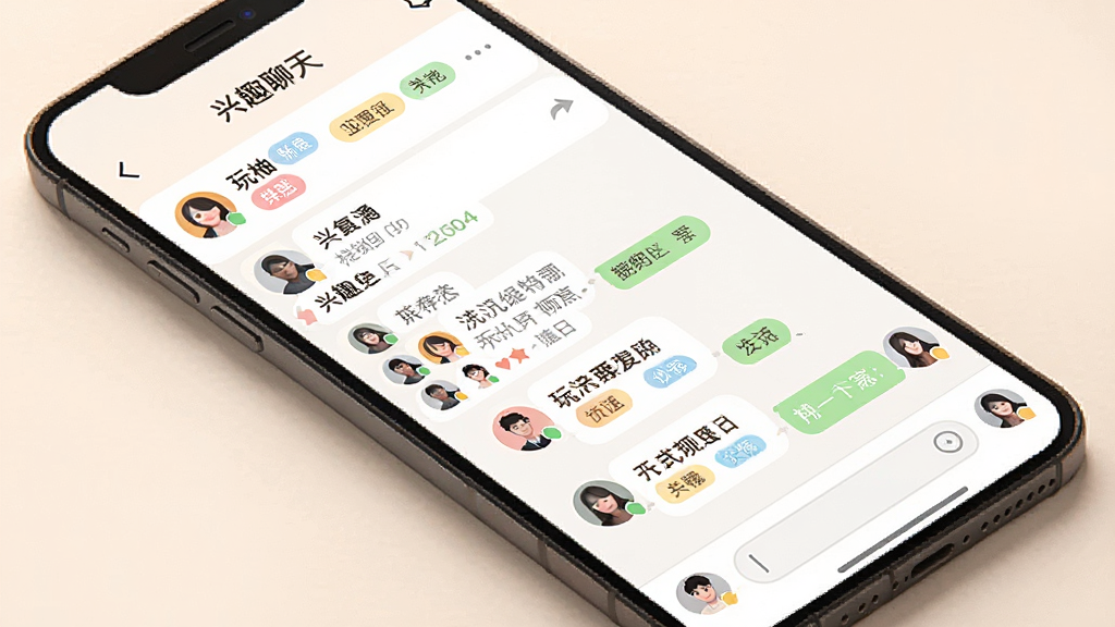 ��������������Ⱥ���������棬�������ֻ���Ļ����ʾ�����ȤȺ����б���Ⱥ�ĶԻ����ڣ�����Ϊ����Ⱥ�����ơ��в������¼���ײ�������Ű��η����������ܰ�罻�У�ϸ�ڴ��в�ɫ��ǩ��ͷ�񣬻��ʸɾ����壬�޶���Ԫ��