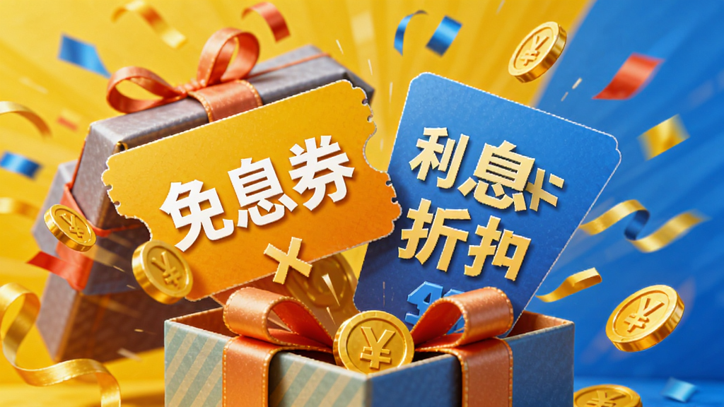 AI����ͼƬ��������һ����д򿪺�ĳ�����Ϣȯ���͡���Ϣ�ۿۡ������Ŀ�Ƭ����Ƭ��Χ�н�ҺͲʴ�װ�Σ������������Ļ�ɫ����ɫ���䣬���ϲ���Ѻã����ʸɾ��޶���Ԫ�أ�ͻ���Żݸ�����