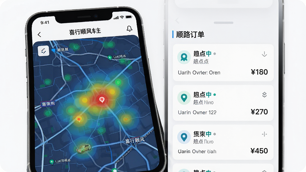 һ��չʾϲ��˳�糵��APP���ܽӵ����������ͼƬ���������ֻ���Ļ��ʾ��ͼ�ϵĶ����ȵ�ֲ���˳·�����б���������Ƭ��������յ�ͼ۸���Ϣ������������������������޶���Ԫ��