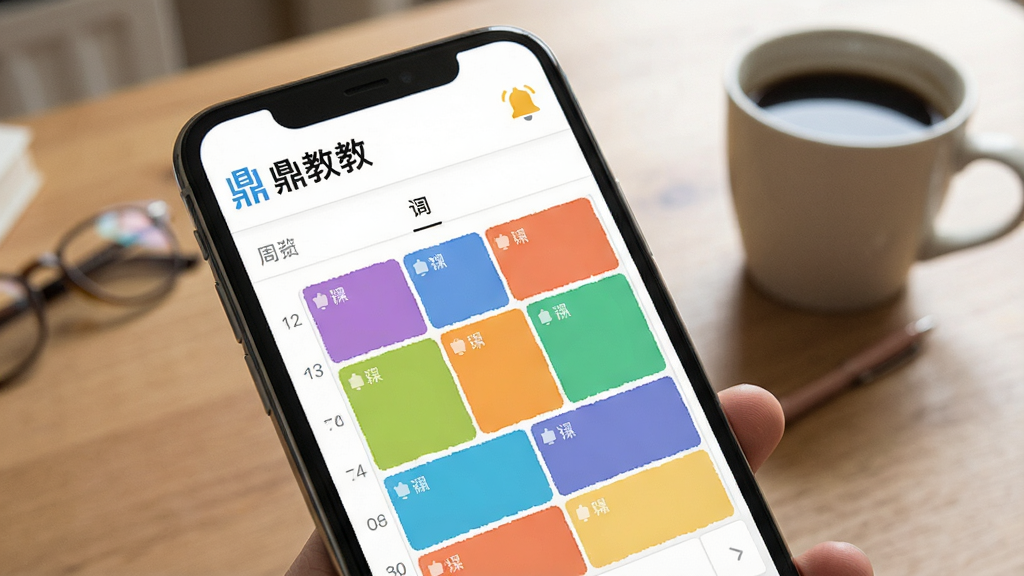 һ��չʾ���̽�App���ܿγ̹������ܵ�ͼƬ�������������ֻ���Ļ����Ļ��չʾ��һ����ɫ���ܿα���ͼ����ͬ�γ��ò�ͬ��ɫ��ɫ���ע�����涥���С����̡̽���ʶ���Ա���һ����������ͼ�꣬�����������Ϳ��ȱ��������������������ʸɾ����޶���Ԫ��