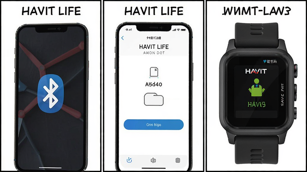 HAVIT LIFE ���������ֱ���������ʾ��ͼ�������Ϊ�������裬��һ�����ֻ��������ڶ�����HAVIT LIFEӦ�õ�������豸���������ֱ���Ļ��ʾ����룬����Ϊ��������������񣬱���Ϊ��ɫ��ϸ�����������ʸɾ����޶���Ԫ��